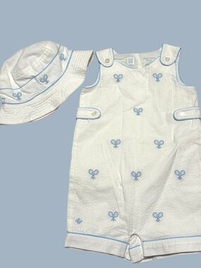 RL Baby Shortall & Hat Set - Tennis Embroidery